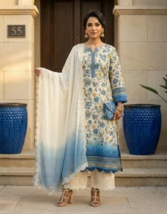 Faiza Saqlain White Digital Printed Lawn Collection Replica
