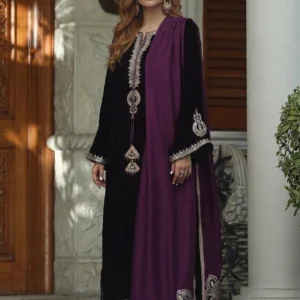 Farida Hasan Purple Velvet Collection Replica
